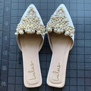 Lulus Pearl bridal slides